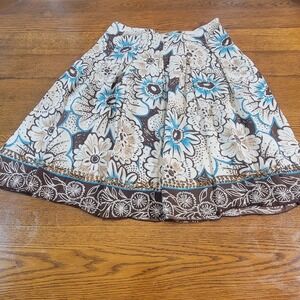 Vintage Phool Skirt Floral Print Pleated Cotton Boho Festival Women's Size Large